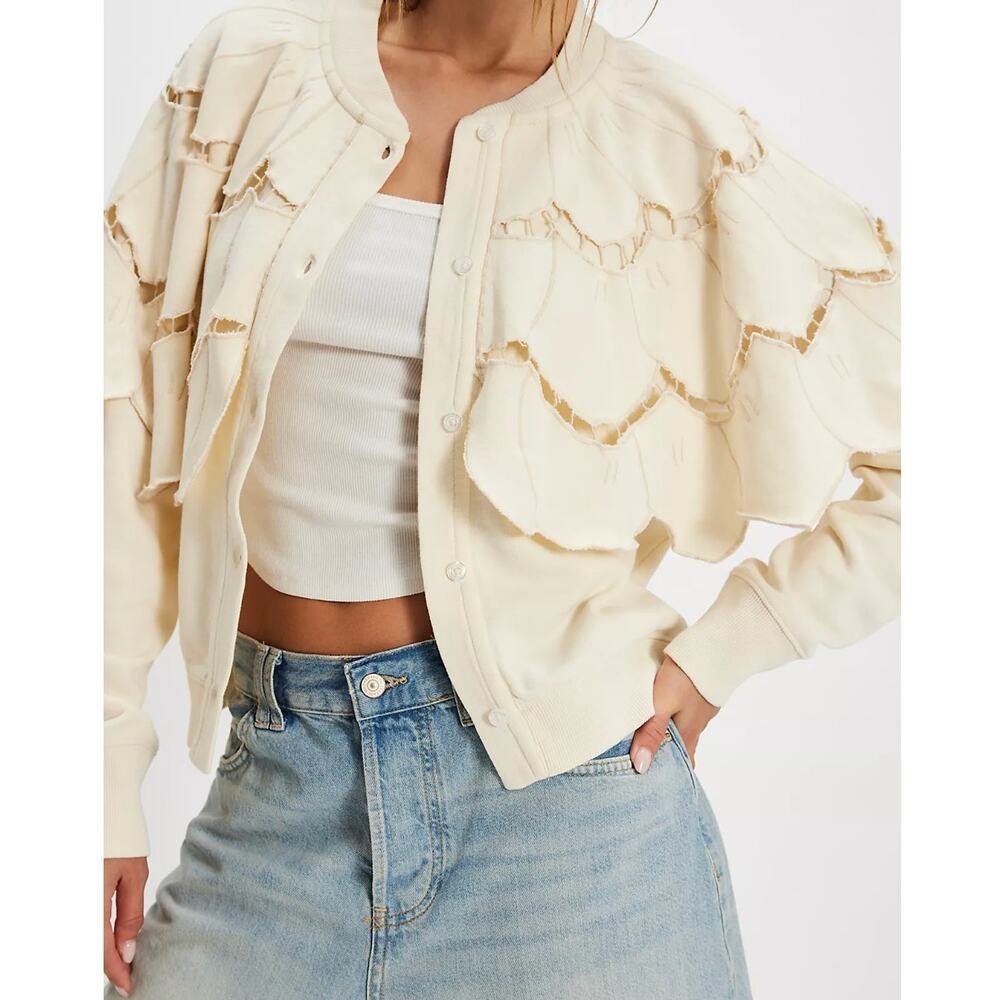 FREE PEOPLE Fluttercape Cream Sweatshirt Size Small
